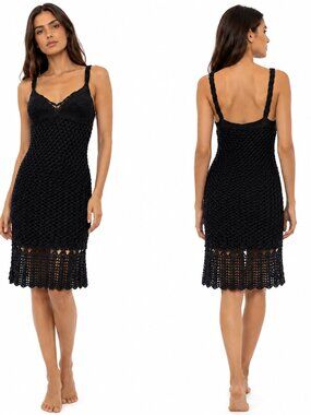 What Comes Around Goes Around Black Cotton Crochet Dress | XS